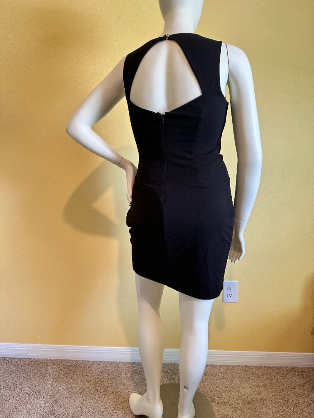 GUESS Black Bodycon Mini Dress | Ruched | Open Back | Size 14
